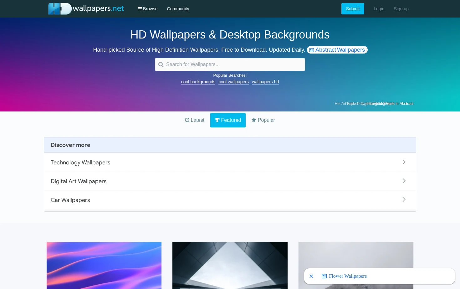 HD Wallpapers 页面快照